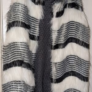 Chic Black and White Faux Fur Vest